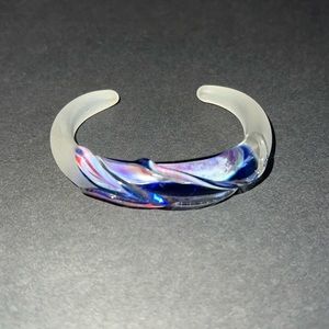 Glass Cuff Bracelet with Two Surface Finishes